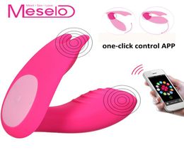 Meselo Wearable Vibrator Telefoon -app Remote Control 7 Speed ​​7 Speed ​​Double Head Sex Toys For Woman Clitorial GSpot Vagina Dildo Vibrators Y1160337