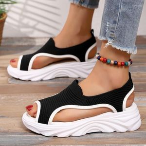 Mesh 313 flats sandalen vrouwen 2024 trend zomer dikke casual sport wandelen breien schoenen ontwerper platform dame zapatos dia's dia's