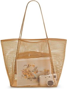 Mesh strandtas tas dames schouder hobo handtas 23l grote supermarkt casual shopping vakantie reisbad 240417