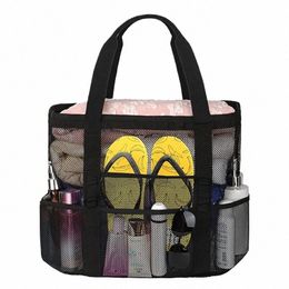 Mesh Strand Tote Grote Tas Vrouwen Meerdere Zakken Schouder Handtas Reizen Shopper Zwemmen Waterdichte Zwembad Opslag Picknick Zakken P1om #