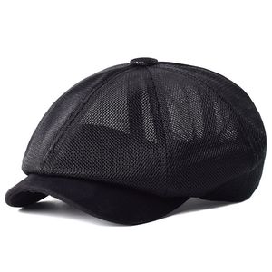 mesh breathable sboy men women spring summer retro beret fashion casual hats unisex wild octagonal Visor cap