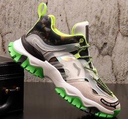 Mesh Europa Colors de impresión mixta Tendencia de la moda deportiva Hombres recreativos al aire libre zapatillas para correr de primavera