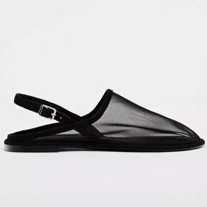 Mesh platte muilezelschoenen ontwerper Casual ademende slingback sandalen geserveerd doorzichtige slipper vrouwen