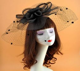 Mesh bloemen fascinator retro stijl haar sieraden oversized gesalde stippen fascinator hoeden5891365