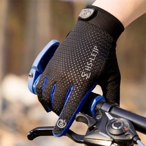 Mesh Full Finger Été Hommes Femmes Vélo Long Écran Tactile Respirant Vélo De Course Gants Accessoires 220728