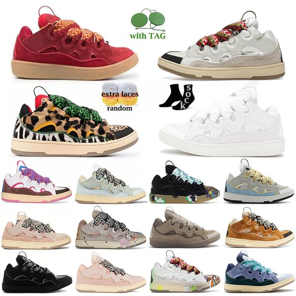 Mesh Lanvinics Casual Chaussures En Cuir Embossé Hommes Femmes Plateforme Semelle Blanc Ivoire Rouge Pâle Noir Bleu Vert Multi Chaussures Designer Baskets Formateurs dh gate