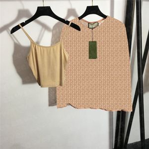 Mesh Letter Femmes T-shirts Tops avec Sling Vest Designer Broderie Pull Tees Sexy Voir à travers les chemises à manches longues pour dames