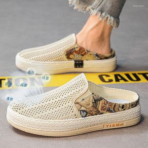 Mesh hommes Sandales d'été SHOING SHOWNable S chaussures légères à moitié pantoufles couple de mode d'extérieur et pantoufle de chaussures pour femmes Fahion