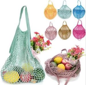 Mesh Net Shopping Bags Fruits Légumes Portable Pliable Cotton String Réutilisable Tortue Sacs Fourre-tout pour Cuisine Divers CCA9849 200pcs