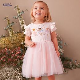 Robe princesse en mesh Summer Cartoon Girls Jirt à manches courtes Coton Robe pour enfants