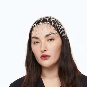 Maille strass chaîne de cheveux cristal de mariée gland cerceau de cheveux style national plein de perceuse modèle de scène chaîne de chapeau de passerelle chaîne de cheveux bijoux en gros 1244