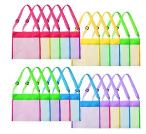 Sacs de plage en maille coquillage rangement enfants sac de collection de coquillages colorés activités de plein air pour parents et enfants fourre-tout en filet à séchage rapide avec sangles de transport réglables M L