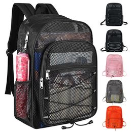 Durchsichtiger Mesh-Rucksack, bequemer Schultergurt, Fitnesstasche, hohe Kapazität, multifunktional, verschleißfest, für Outdoor-Sportarten 240110