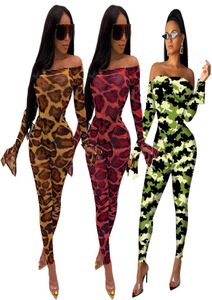 Mesh Sheer Leopard Camouflage Two -Piece Set Women Festival Clothing Sexy Rompers Top Pant Matching 2 -Piece Club Outfits3969028