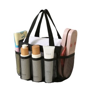 Bolsa de ducha de malla portátil para almacenamiento de organización de baño de playa con 8 bolsillos
