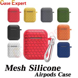 Mesh Silicone Airpods Case Airpod Pro Cover Soft Ultra Thin Protector Oortelefoon Cases Anti-Druppel met Haak