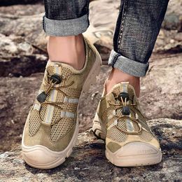 Mesh Sneakers Mannen Casual Schoenen Outdoor Lederen Mannen Werkschoenen Militaire Ademend Walking Mannen Trainers Zapatillas Hombre
