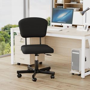 Mesh taakstoel plush kussen, armloos bureau stoel thuis bureaustoel, verstelbare rolleboel taakstoel, comfortabele mesh back Computer werkkledingstoel, zwart