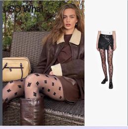 Mesh Collons Leggings Chaussettes pour femmes mode sexy LETTRE SIMENT