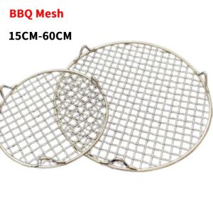 Mazen 15cm60 cm roestvrijstalen barbecue mesh ronde BBQ Net met voet barbecue grill mesh koelrek buiten camping barbecue -stand