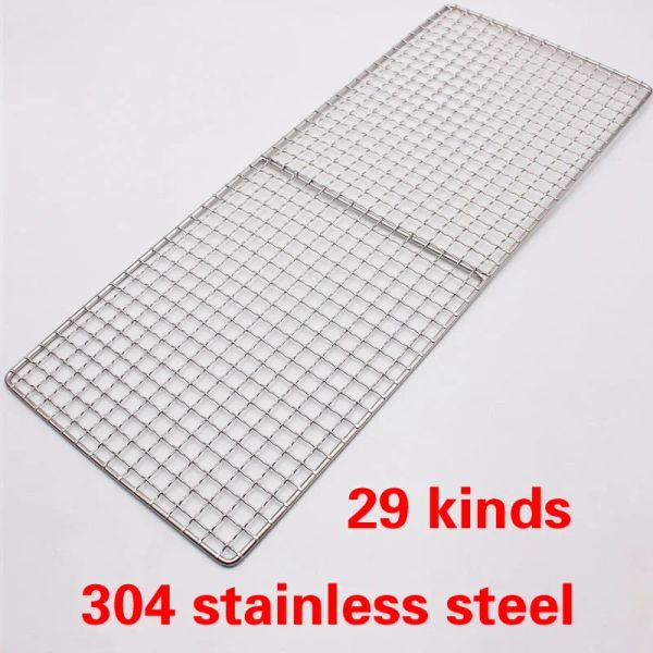 Mailles 304 en acier inoxydable rectangulaire BBQ Grill barbecue maille barbecue net barbecue outils net barbecue grill antiadhésif BBQ Mat Grid A