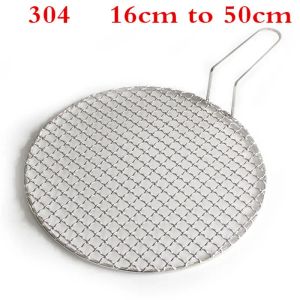 Mazen 304 roestvrij staal rond Koreaans barbecuenet bakplaat geroosterd staal gaas BBQ-grill houtskool Janpanese BBQ-net met handvat