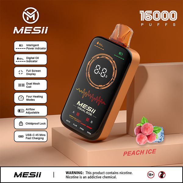 Mesii Visual 16000 Puffs Full Demaline Screen 16K Ajustement Bettery Wholesale I Vape 600mAh Bettery Vapes jetables