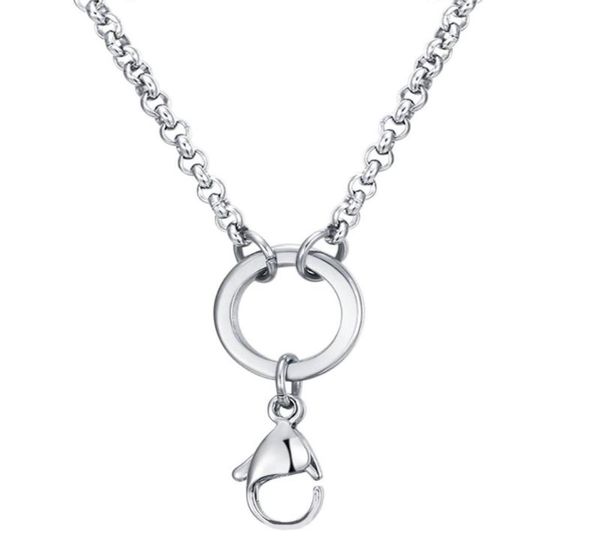 Mesinya 28039039 32039039 25mm en acier inoxydable 316L personnalisé Rolo chaîne collier flottant charme lanière pendentif médaillon 2582065