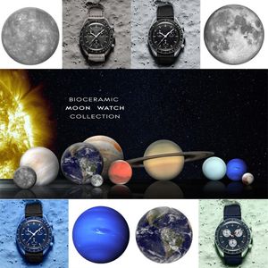 herenhorloge automatisch quartz manen horloge biokeramische designer horloges hoge kwaliteit waterdicht lichtgevende chronograaf lederen band horloges met doos