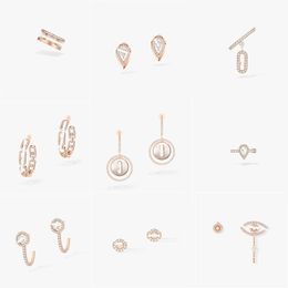 MESS IKAS série Designer classique unique diamant coulissant asymétrique boucles d'oreilles femmes de haute qualité boucles d'oreilles romantique fête de mariage bijoux cadeaux