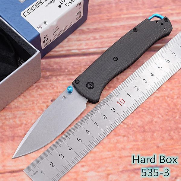 Messen Hard Box Mark S90V Blade 5353 mango de fibra de carbono bolsillo plegable herramienta EDC de supervivencia cocina Camping caza utilidad cuchillo al aire libre