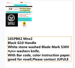 Messen jufule 101PBK2 Mark S30V G10 Couteau utilitaire de pliage avec cocode à barres Boîte en papier nylon laveuse EDC Camping Hunting Tactical Totical