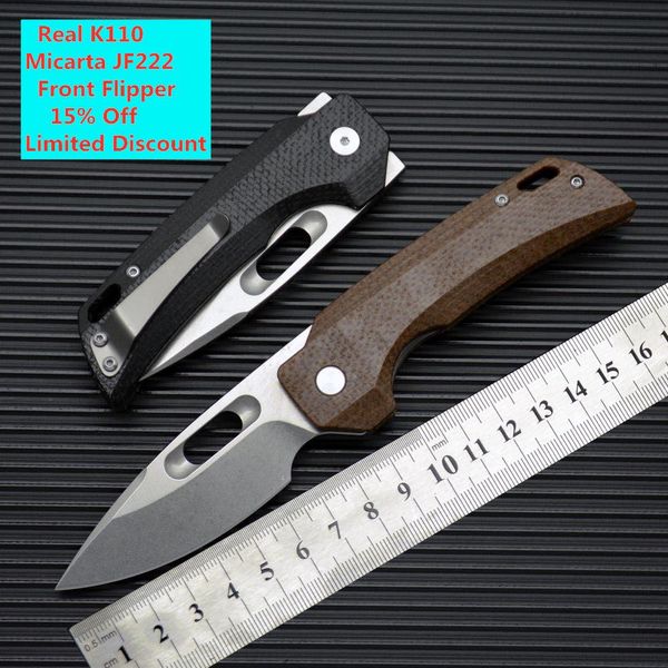 Messen Jufule JF222 Real K110 Céramique portant Micarta Front Flipper Hunting Tactical Tactical Tool pliing Pliant Military Camping utilitaire Couteau