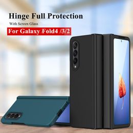 Messen Matte Hinge Full Protection Base pour Samsung Galaxy Z Fold 4 3 2 Hard Plastic Gradient Téléphone Couvercle avec verre à écran avant