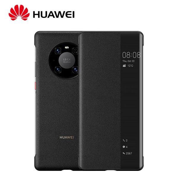 Messen Original Huawei Mate 40 Pro Case Mate 40e 40 Pro + Case Smart Cover Flip Leather 360 Afficier magnétique à trait de choc Top Quality