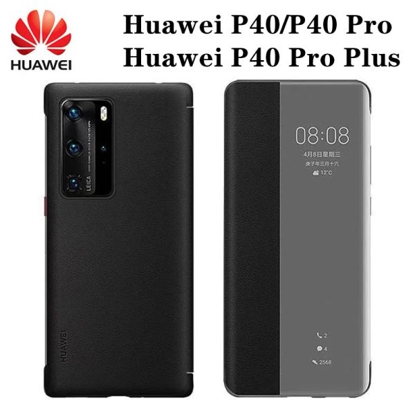 Messen Original Huawei P40 Pro Plus Case P40 Pro + Plus Case Smart Cover Flip Leather 360 HOMMANT MAGNÉTIQUE ARRIÈRE QUALITÉ DE TOP