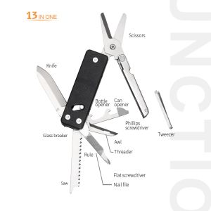 Messen ROXON KS2ECouteau de poche multifonction avec gros ciseaux, manche G10 et clip de poche, 13 fonctions en 1 outil, idéal pour le camping