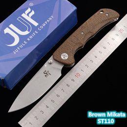 Messen Sitivien Design Real D2 ST110 Roulement à billes AxisL Micarta Chasse Cuisine Survie En Plein Air EDC Outil Utilitaire Couteau De Camping Pliant