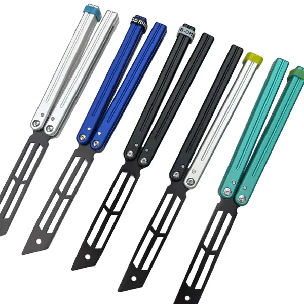 Messen Squid Inked Triton V2 Clone Balisong Flipper Trainer Couteau d'entraînement papillon Système de bagues Poignée en aluminium Couteau EDC sûr