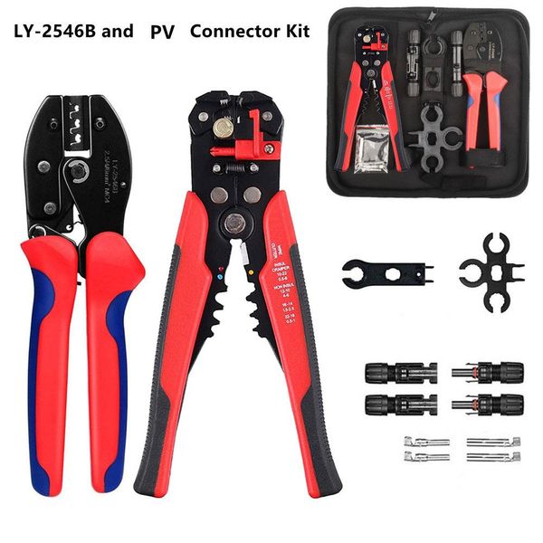 Messen Wozobuy Kit d'outils de sertissage solaire avec clé à bornes de connecteur PV et dénudeur de fil pour câble PV de panneau 2,56,0 mm²/awg1410