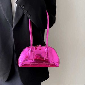 Messenger Bag 2023 New French Stick Bag À La Mode Laque En Cuir Brillant Visage Simple Y2k Femmes Sac À Main Une Épaule 230601