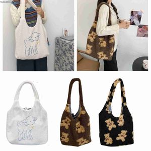 Messenger Bags Stoffen Schoudertas Grote Capaciteit Zachte Boodschappentassen Meisjes Leuke Schooltas Vrouwen Pluche Beer HandbagsL2403