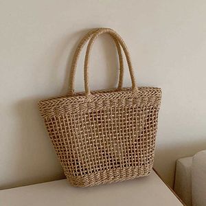 Sacs messagers poche intérieure, nouvelle mallette en paille pure tissée à la main, sac de plage ajouré à la mode