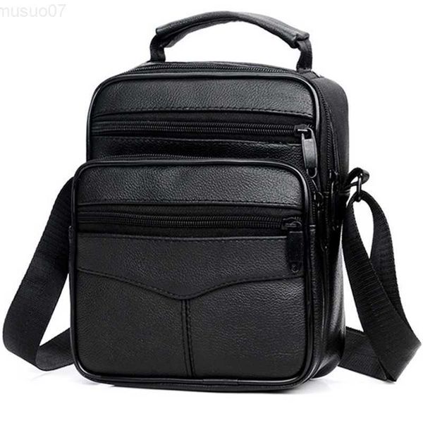 Messenger Bolsen Menores casuales de negocios PU Bolso de cuero de cuero Crossbody Travel Pack Pack Messenger Bolso de mano para macho L230815