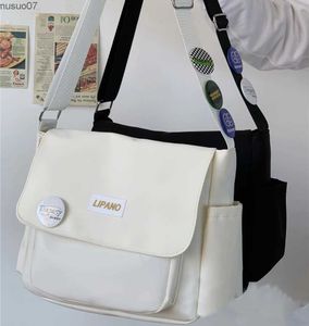 Messenger Bags Sac de messager en Nylon imperméable pour les étudiants du collège sac à bandoulière décontracté pour la classe sac japonais sac de messager rétro unisexe NewL2403