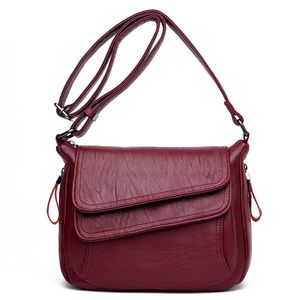 Messenger Bags Femmes PU Vintage Square Plain Large Capacity Flap Crossbody Bag Mix Color