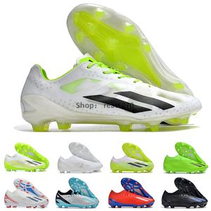 Zapatos de fútbol Messi X Crazyfast+ Firm Ground White Core Black Lucid Lemon X Crazyfast.1 2 Laceless FG Silver Metallic Bliss Blue Zapatos de fútbol para hombres Zapatos de fútbol