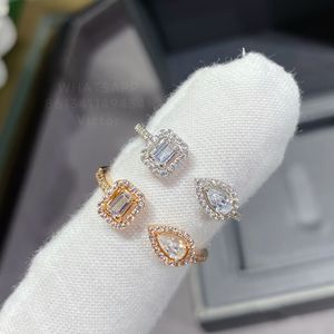 Messiika MY TWIN anillos para mujer diseñador diamante estilo clásico Chapado en oro 18K reproducciones oficiales tamaño 6 7 8 lujo Nunca se desvanecen regalos premium con caja 011