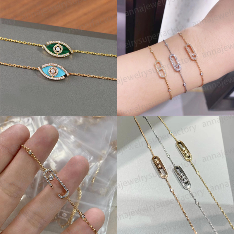 Pulseiras de designer de charme Messikas para mulheres Gold Gold Geométrica Diamante deslizando três Jóias de Alta qualidade Diamond Sier Sier