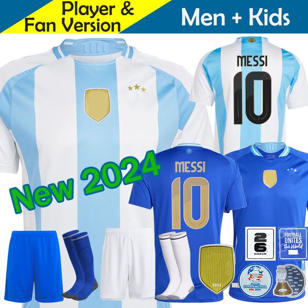 MESSIly Argentine Soccer Jersey 2024 Copa America Cup Camisetas Kids Kit 2025 Équipe nationale 24/25 Home Away Football Shirt Player Version DI MARIA LAUTARO